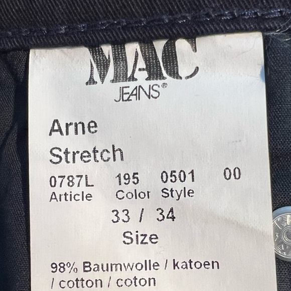 Mac Jeans Arne 5 Pocket Black Size 33x34 NWT - Picture 5 of 10